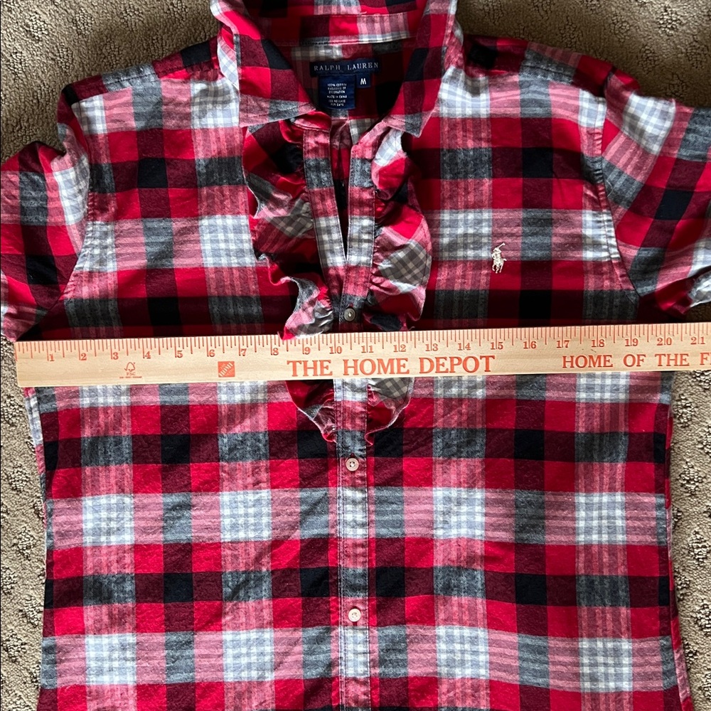 Ralph Lauren Polo Red Black White Gray Plaid Ruffle Dress - Picture 8 of 10